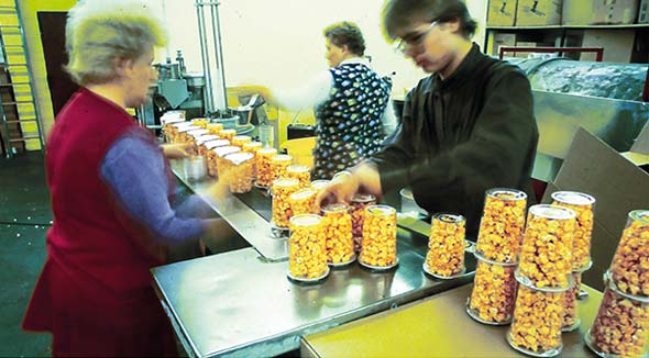 Gute Idee: Gourmet-Popcorn in einem transparenten Becher, 1984.