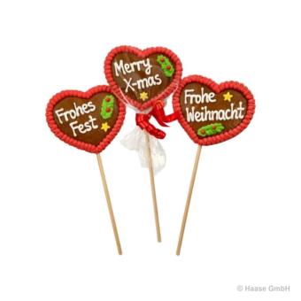 Weihnachtsherz am Stiel, 3-Fach, 25g - 50 Stück 
