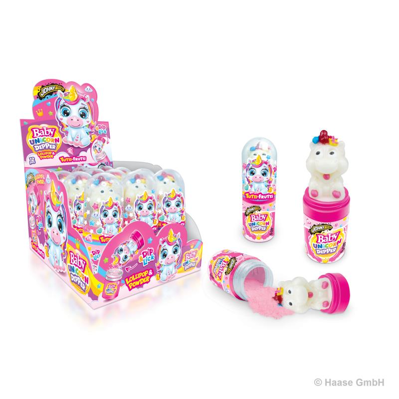 Johny Bee Baby Unicorn Dipper 12 x 40g Lollipop & Powder 