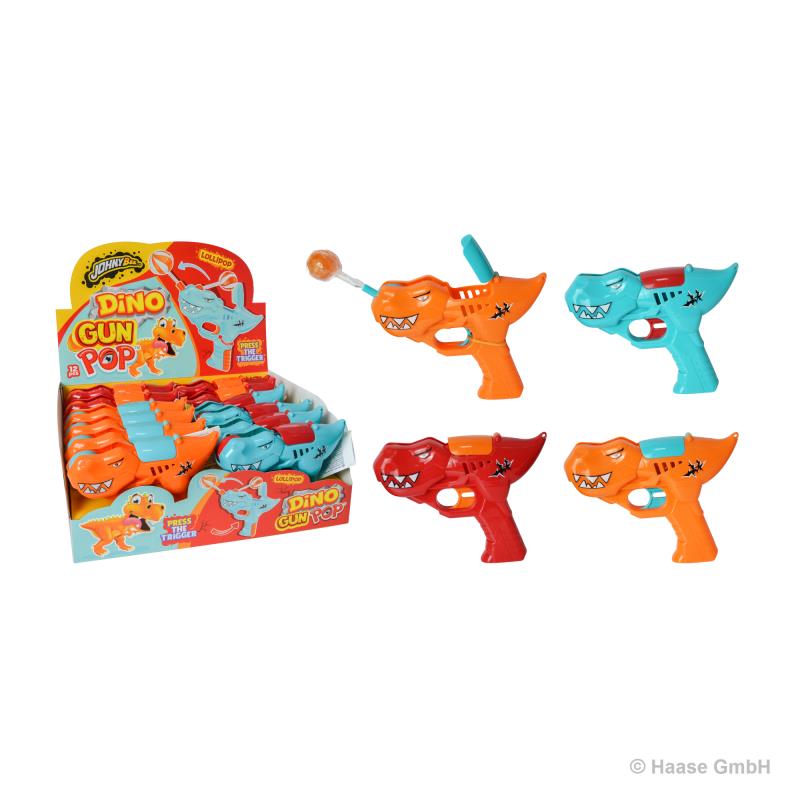 Johny Bee Dino Gun Pop Lollipop 12 x 10g 