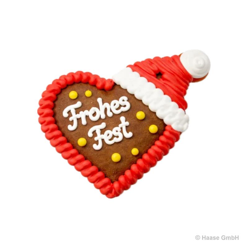 Weihnachtsherz mit Mütze 12 cm, 70g - 50 Stück 